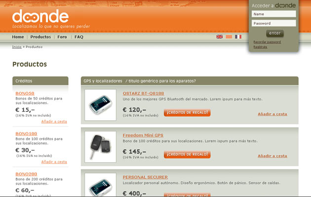 Online store on Doonde.es