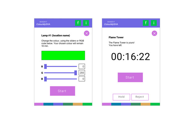 Graphic interface design for web application ColourMySha