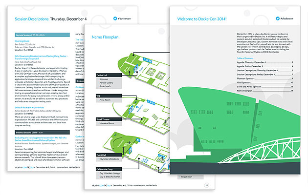 Digital leaflet with event’s agenda DockerCon 2014