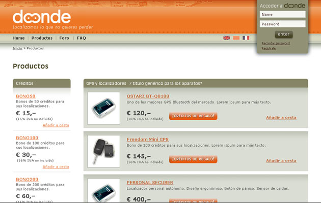 Online winkel op Doonde.es