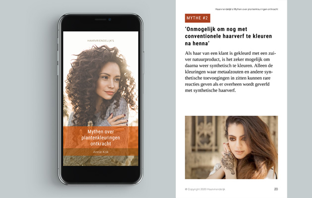 Cover voor het Haarvriendelijk e-book “Mythen over plantenkleuringen ontkracht”