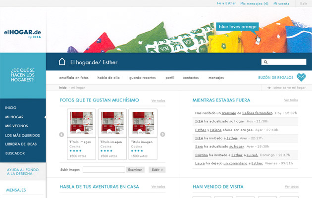Startpage ‘El hogar de…’ – graphic interface design by Herraiz Soto