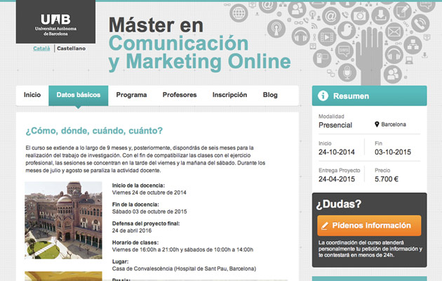 Página interior en Marketing online