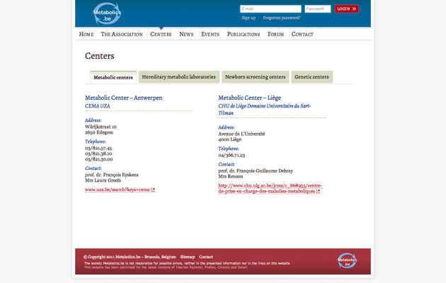 Inner page metabole centers Metabolicsbe.be