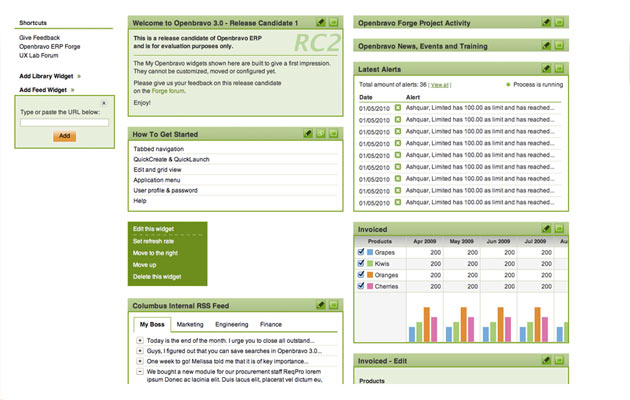 Widgets interface in Openbravo