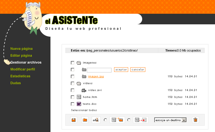 Interface “El asistente”