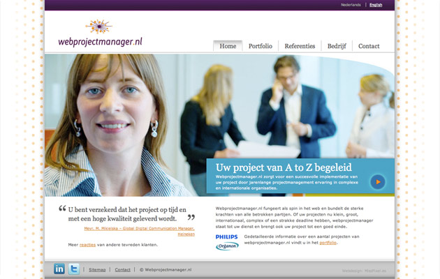 La home de Webprojectmanager.nl