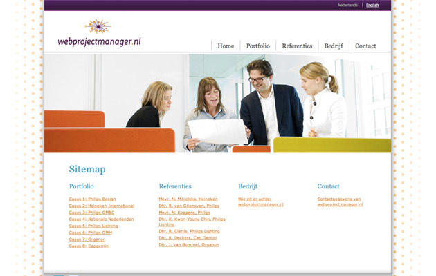 Mapa del sitio Webprojectmanager.nl